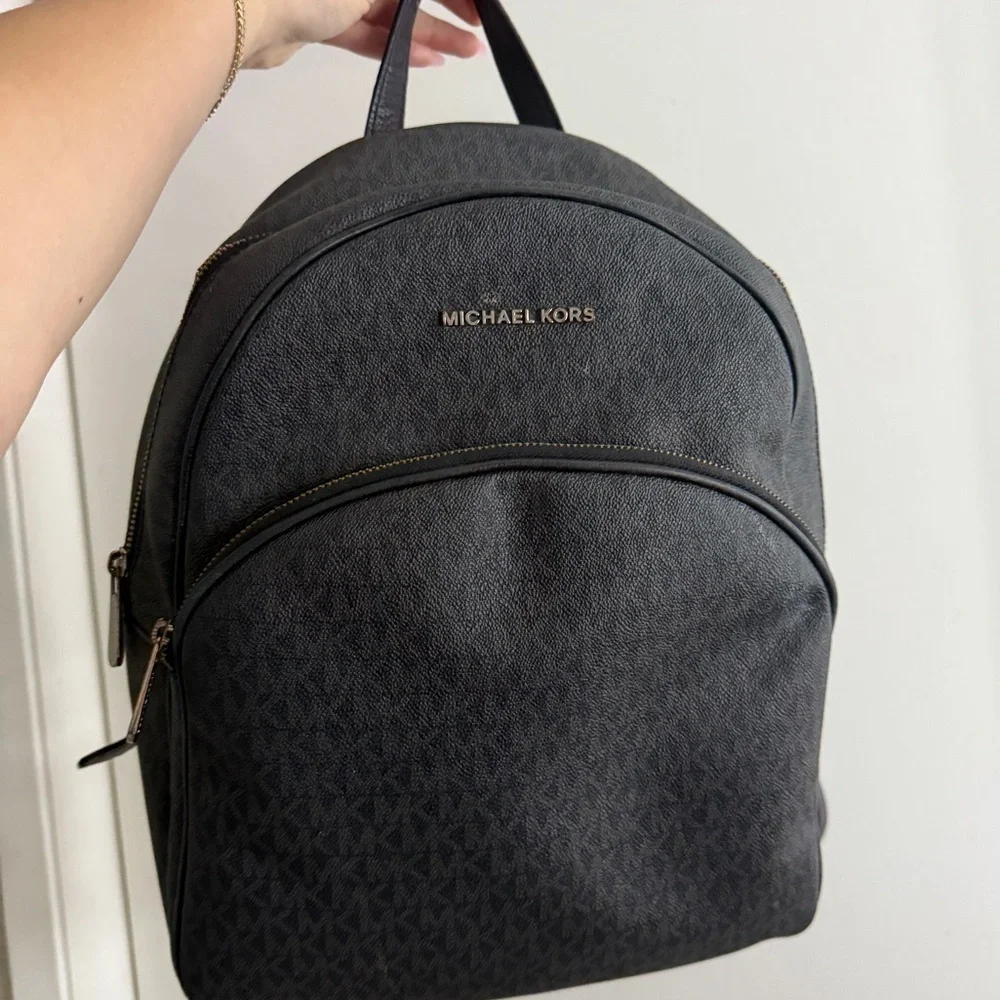 Michael Kors Black Backpack Sleek Design Pebbled Leather